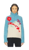 We Norwegians X Markarian Bouclé Quarter-zip Sweater In Blue