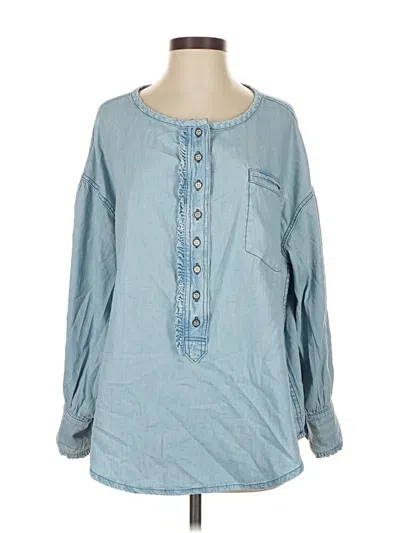 Pre-owned We The Free 3/4 Sleeve Blouse In Blue