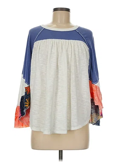 Pre-owned We The Free 3/4 Sleeve Blouse In Blue