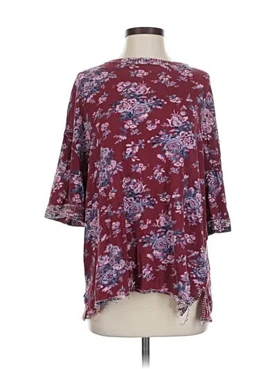 Pre-owned We The Free 3/4 Sleeve Blouse In Burgundy