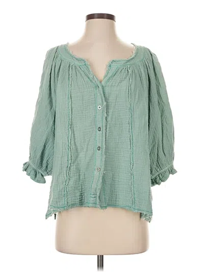 Pre-owned We The Free 3/4 Sleeve Blouse In Green