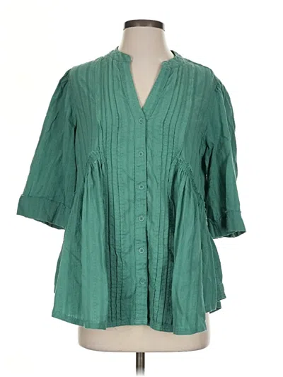 Pre-owned We The Free 3/4 Sleeve Blouse In Green