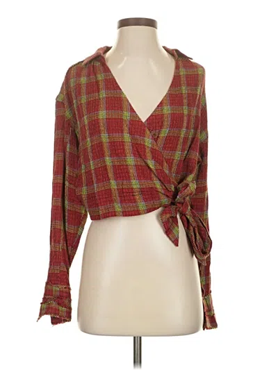 Pre-owned We The Free 3/4 Sleeve Blouse In Red