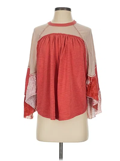 Pre-owned We The Free 3/4 Sleeve Blouse In Red