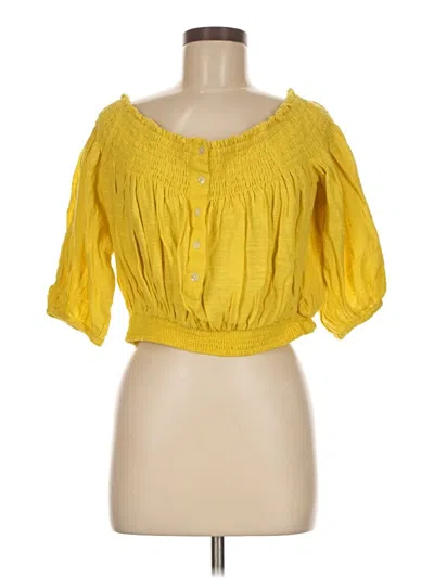 Pre-owned We The Free 3/4 Sleeve Blouse In Yellow