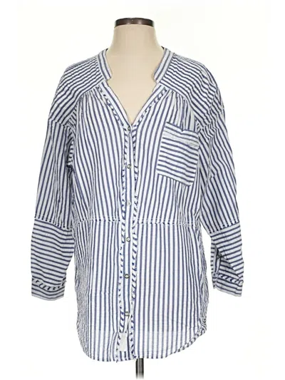 Pre-owned We The Free 3/4 Sleeve Button Down Shirt In Blue
