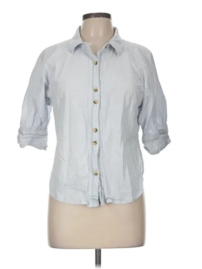 Pre-owned We The Free 3/4 Sleeve Button Down Shirt In Blue