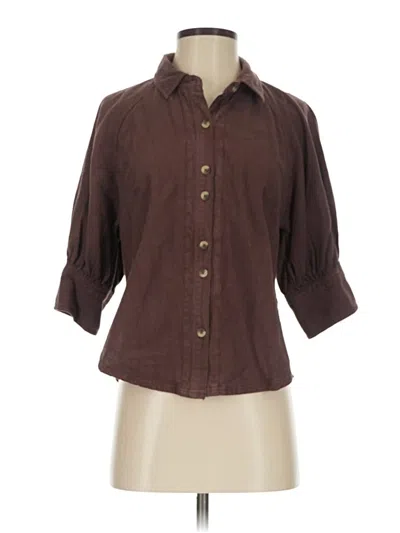 Pre-owned We The Free 3/4 Sleeve Button Down Shirt In Brown