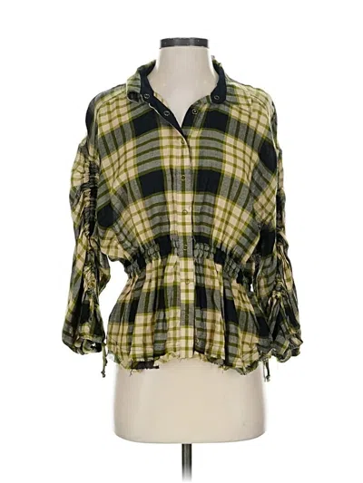 Pre-owned We The Free 3/4 Sleeve Button Down Shirt In Green