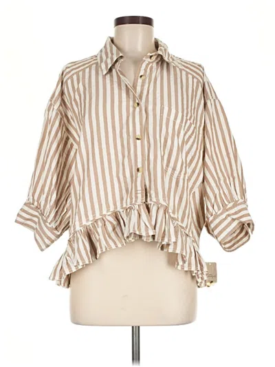 We The Free 3/4 Sleeve Button Down Shirt In Neutral
