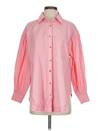 Pre-owned We The Free 3/4 Sleeve Button Down Shirt In Pink