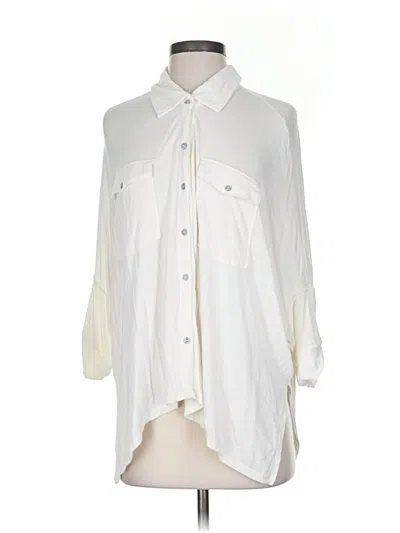 Pre-owned We The Free 3/4 Sleeve Button Down Shirt In White