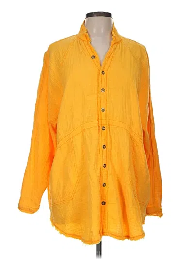 Pre-owned We The Free 3/4 Sleeve Button Down Shirt In Yellow