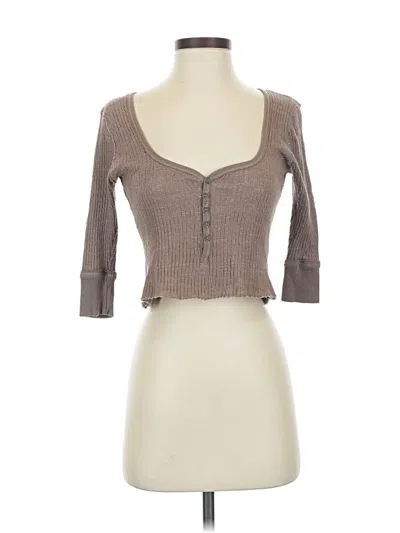 Pre-owned We The Free 3/4 Sleeve Top Brown Sweetheart Neckline Tops