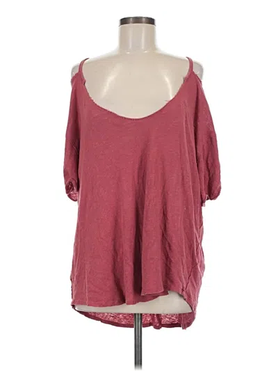 Pre-owned We The Free 3/4 Sleeve Top Burgundy Cold Shoulder Neckline Tops