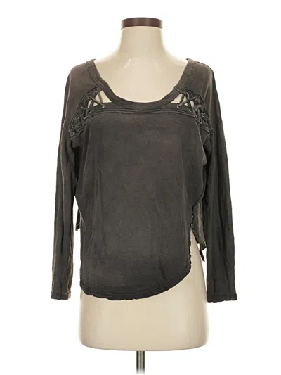 Pre-owned We The Free 3/4 Sleeve Top Gray Scoop Neck Tops
