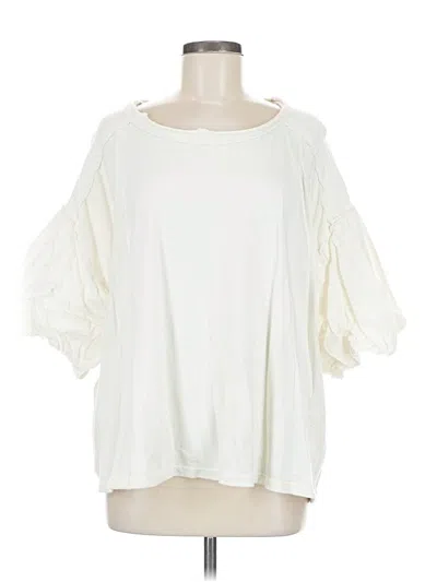 Pre-owned We The Free 3/4 Sleeve Top Ivory Cold Shoulder Neckline Tops In White