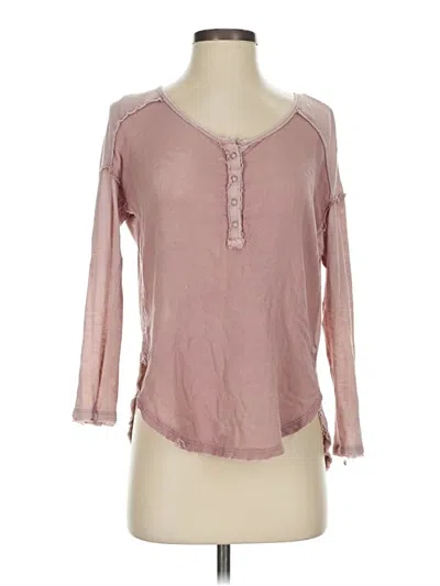 Pre-owned We The Free 3/4 Sleeve Top Pink Keyhole Neckline Tops