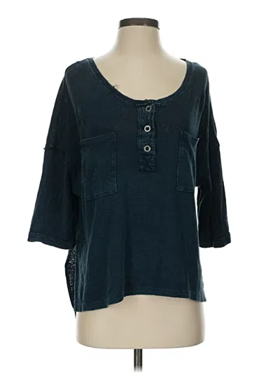 Pre-owned We The Free 3/4 Sleeve Top Teal Scoop Neck Tops