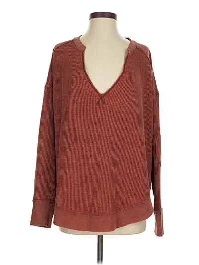 Pre-owned We The Free 3/4 Sleeve T-shirt In Brown