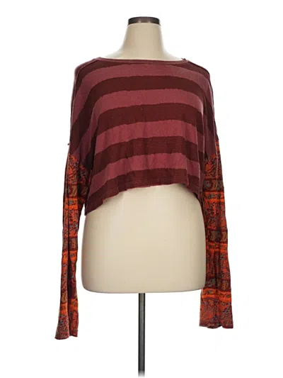 Pre-owned We The Free 3/4 Sleeve T-shirt In Burgundy