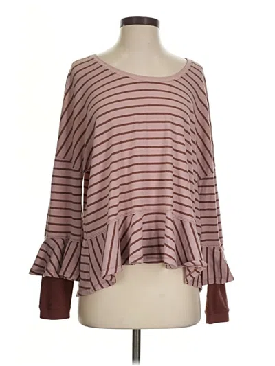 Pre-owned We The Free 3/4 Sleeve T-shirt In Burgundy