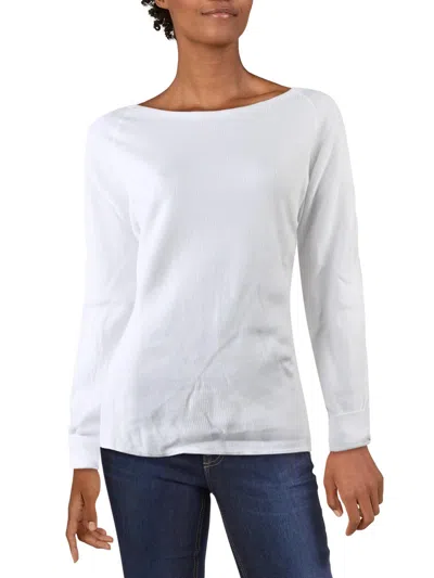 We The Free Amelia Womens Cotton Waffle Knit Thermal Top In White