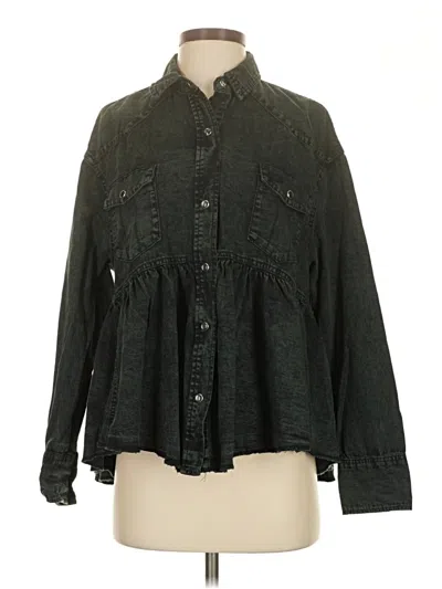 Pre-owned We The Free Denim Jacket In Green