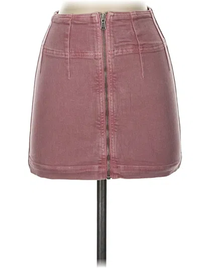 Pre-owned We The Free Faux Leather Skirt In Burgundy