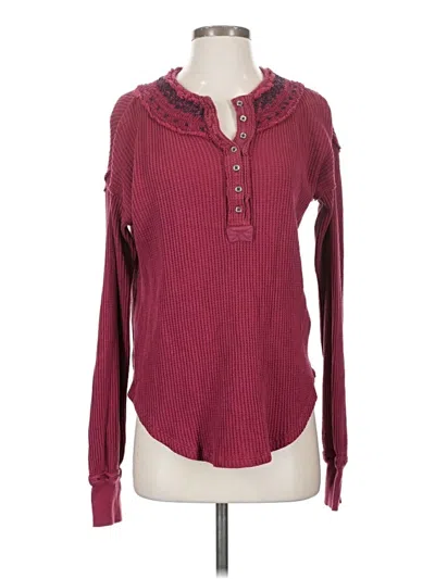 Pre-owned We The Free Fleece Jacket In Burgundy
