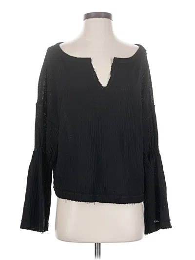 Pre-owned We The Free Long Sleeve Blouse In Black