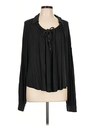 Pre-owned We The Free Long Sleeve Blouse In Black