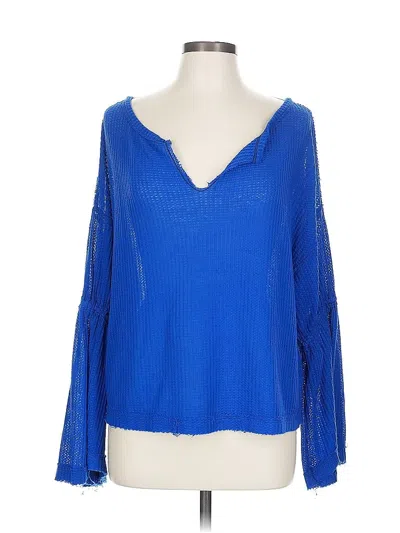 Pre-owned We The Free Long Sleeve Blouse In Blue