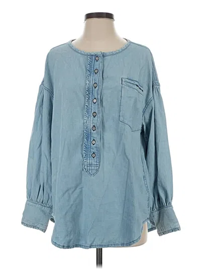 Pre-owned We The Free Long Sleeve Blouse In Blue