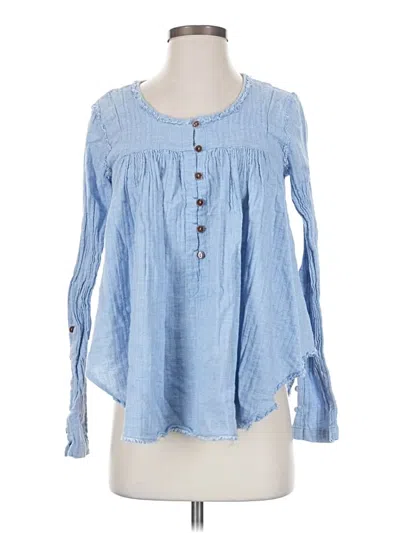Pre-owned We The Free Long Sleeve Blouse In Blue