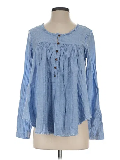 Pre-owned We The Free Long Sleeve Blouse In Blue