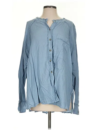 Pre-owned We The Free Long Sleeve Blouse In Blue