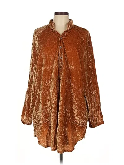 Pre-owned We The Free Long Sleeve Blouse In Brown