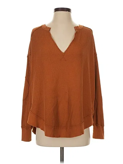 Pre-owned We The Free Long Sleeve Blouse In Brown