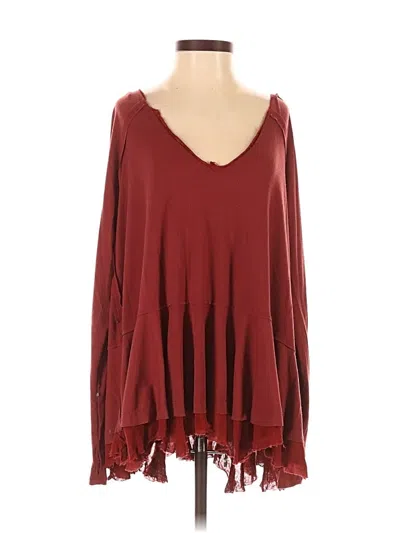 Pre-owned We The Free Long Sleeve Blouse In Burgundy