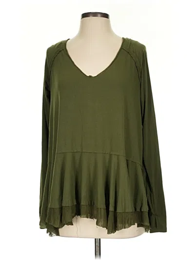 Pre-owned We The Free Long Sleeve Blouse In Green