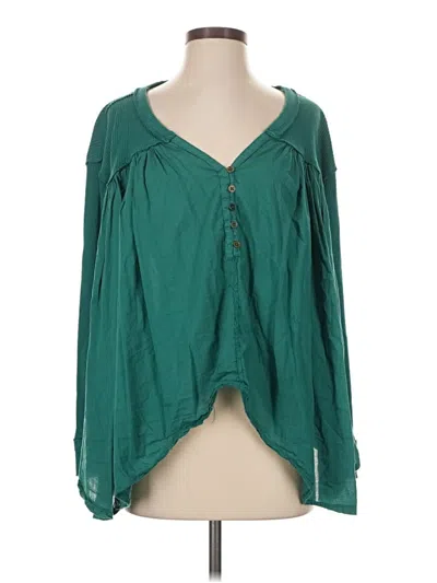 Pre-owned We The Free Long Sleeve Blouse In Green