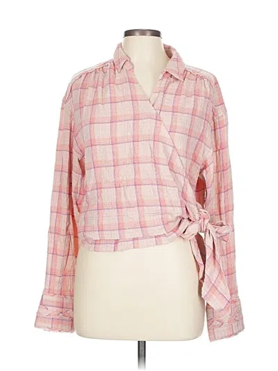 Pre-owned We The Free Long Sleeve Blouse In Pink