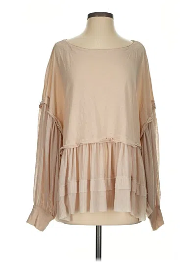 Pre-owned We The Free Long Sleeve Blouse In Tan