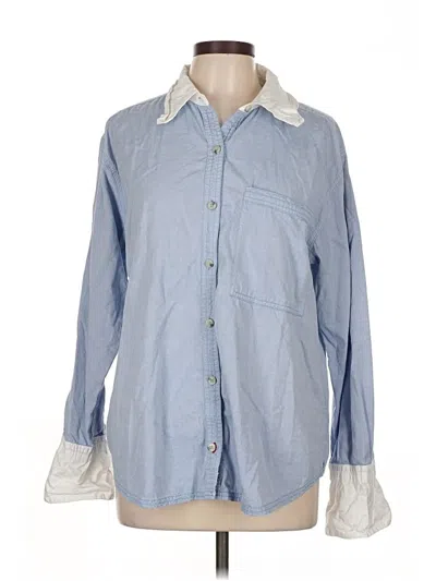 Pre-owned We The Free Long Sleeve Button Down Shirt In Blue