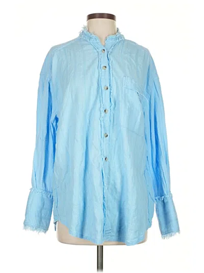 Pre-owned We The Free Long Sleeve Button Down Shirt In Blue