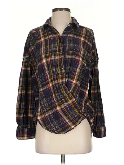 Pre-owned We The Free Long Sleeve Button Down Shirt In Blue