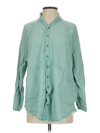Pre-owned We The Free Long Sleeve Button Down Shirt In Blue