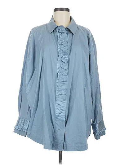 Pre-owned We The Free Long Sleeve Button Down Shirt In Blue