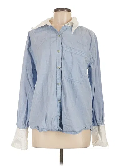 Pre-owned We The Free Long Sleeve Button Down Shirt In Blue